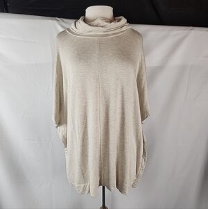 LOFT Lounge Boxy Oversized Soft Knit Top XS/S Beige Cowlneck Cozy Minimalist NWT